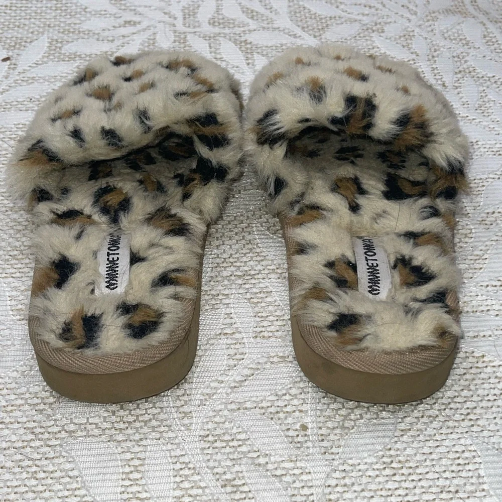 Minnetonka Faux Fur Leopard Lolo Slide Slippers Kids 2
